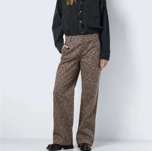 Noisy May Animal Print Straight Leg Jean Pants